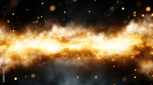 Bright Cosmic Nebula with Glowing Particles