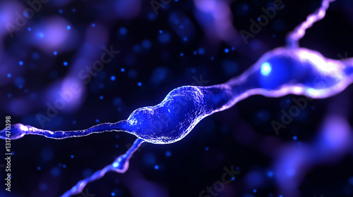 Close-up of a Glowing Neural Connection