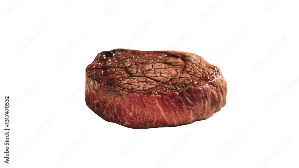 Naklejka premium steak glistens with rich juices, isolated on a transparent background