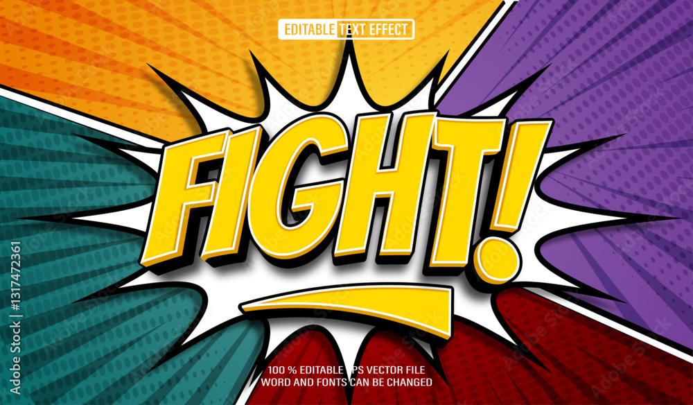 Editable 3d text style effect - Fight comic text effect Template