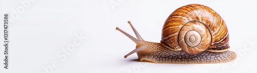 Intricate Patterns and Close-Up Details of a Snail Shell on a Light Background