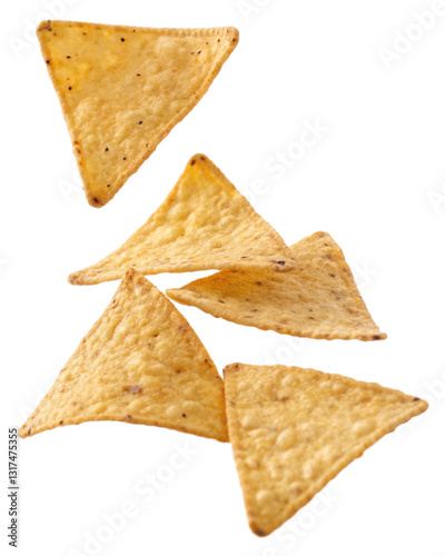 tortilla chips falling isolated