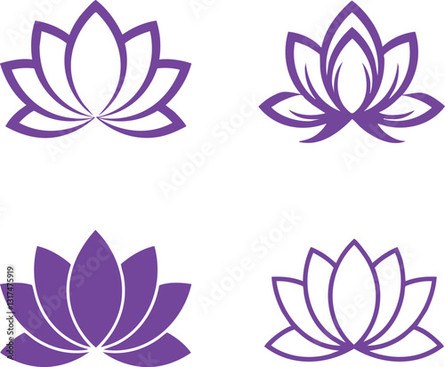 Icon minimalist lotus blossom line shape art logotype isolated spa clinic aesthetic