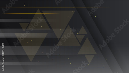 Abstract Dark Black Gold Material Modern Background With Golden Lines Stripes Shadows Backdrop Wallpaper Decoration Vector Design Style