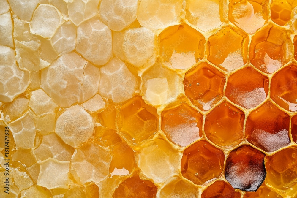 Close-up of honeycomb with golden honey. Neural network AI generated Close-up of honeycomb with golden honey. Neural network AI generated