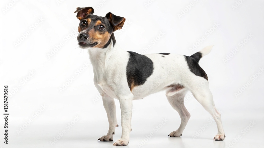 Brazilian Terrier in full view on white studio background Brazilian Terrier in full view on white studio background