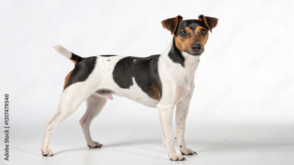 Brazilian Terrier in full view on white studio background Brazilian Terrier in full view on white studio background