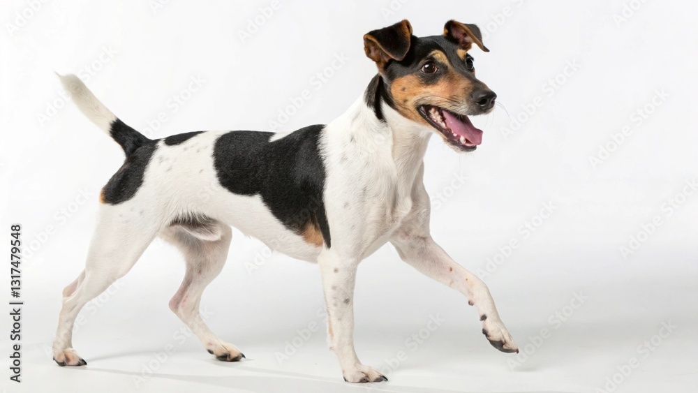 Brazilian Terrier in full view on white studio background Brazilian Terrier in full view on white studio background