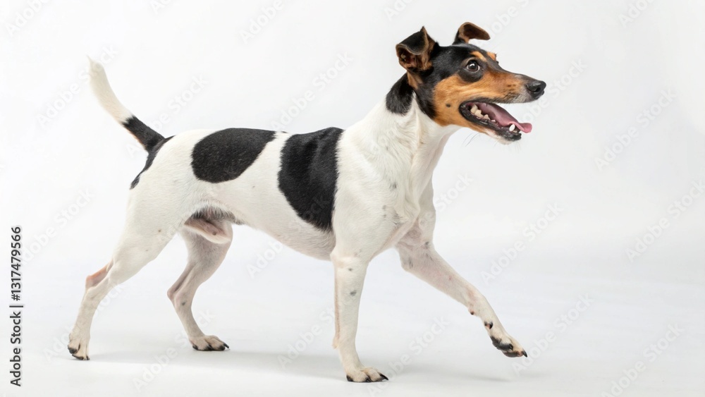 Brazilian Terrier in full view on white studio background Brazilian Terrier in full view on white studio background