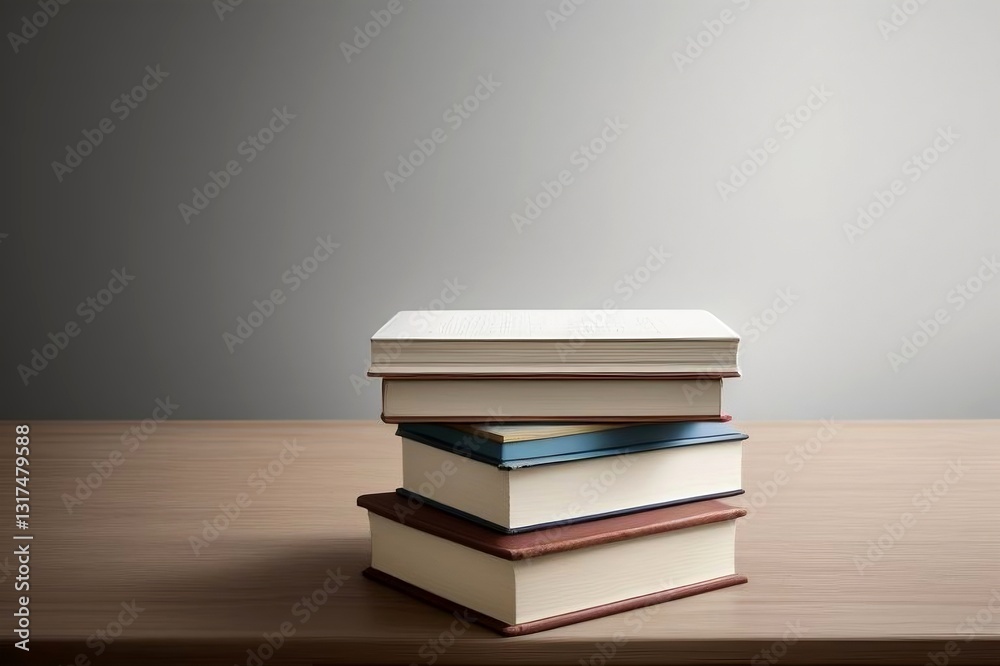 Elegant Stack of Books on Minimalist Table – Perfect for Education, Literature, and Study Themes Elegant Stack of Books on Minimalist Table – Perfect for Education, Literature, and Study Themes