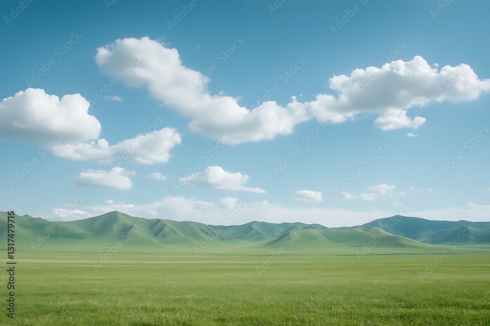Fototapeta premium Beautiful Green Mountains Stretching into the Horizon for Sustainable Ecological Awareness.