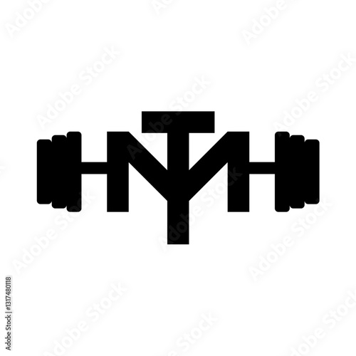 Gym Logo Design Vector, TM Fitness Logo, barbel gym logo