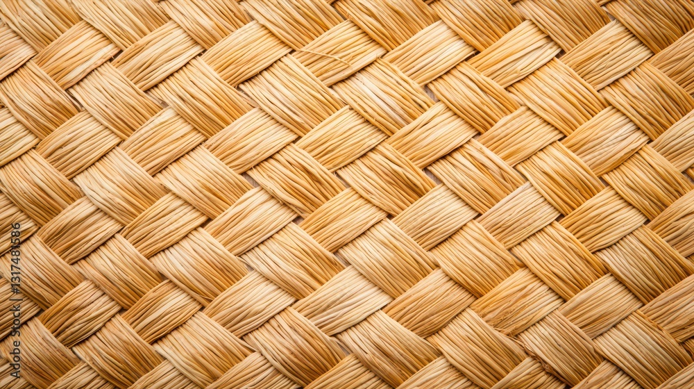 Natural Woven Straw Mat Texture with Warm Tones Ideal for Rustic and Organic Designs