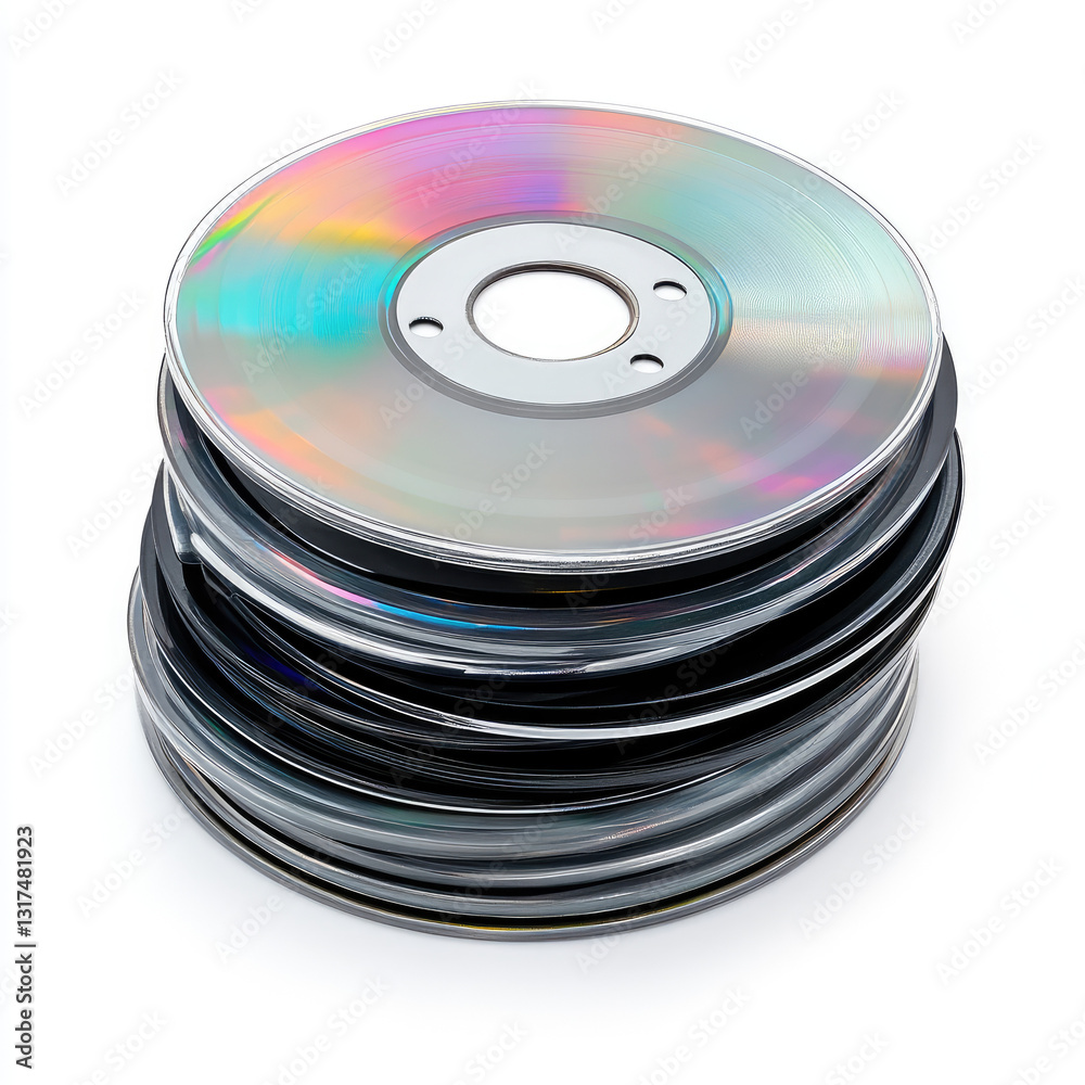 CDs Stack of CDs Compact Discs Data Storage on white background CDs Stack of CDs Compact Discs Data Storage on white background