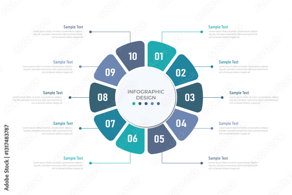Ten points infographic design, corporate infographic design vector illustration