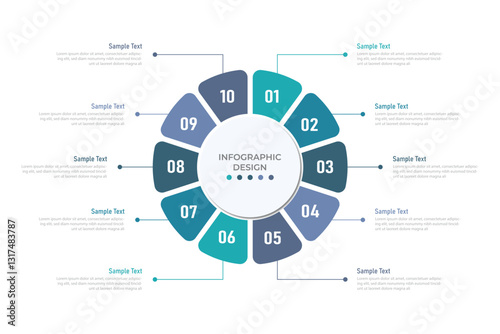 Ten points infographic design, corporate infographic design vector illustration