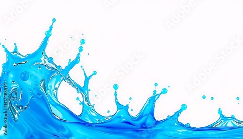 Blue Splash White Background Cutout