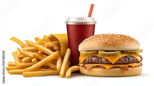 Cheeseburger, Fries, & Soda Combo