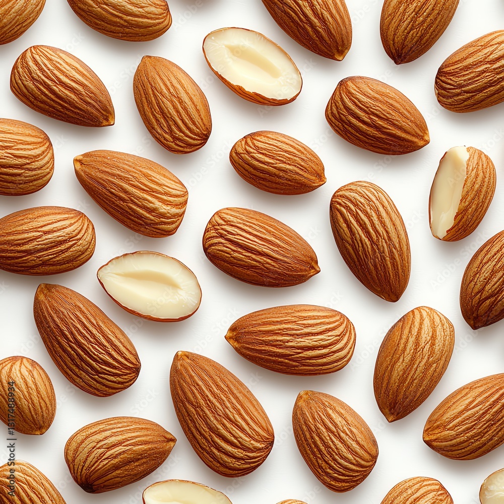 A close-up view of almonds showcasing their natural texture and color A close-up view of almonds showcasing their natural texture and color