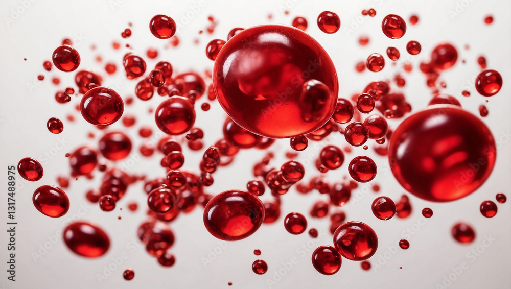 Dynamic Flow of Red Blood Cells Isolated on a White Background Representing Life and Vitality Dynamic Flow of Red Blood Cells Isolated on a White Background Representing Life and Vitality