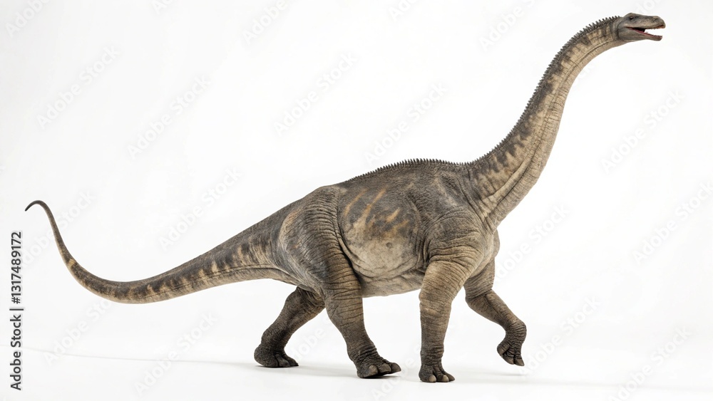 Fototapeta premium brontosaurus in full view on white studio background