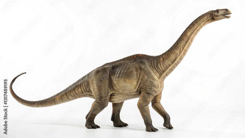 Fototapeta premium brontosaurus in full view on white studio background