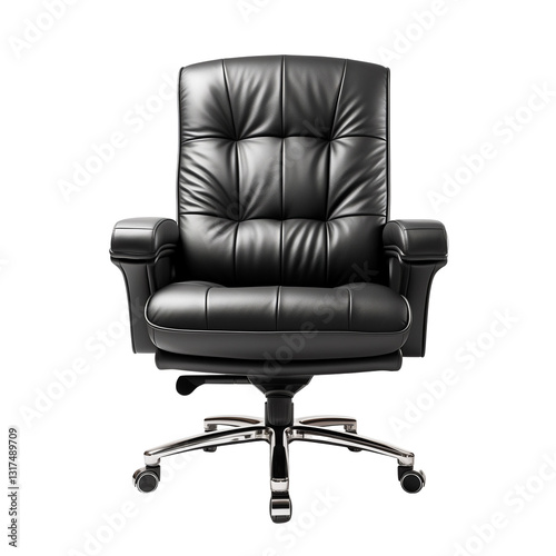 Black Office Chair Isolated On Transparent Background
