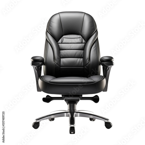 Black Leather Office Chair Isolated On White Background