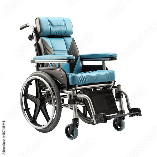 Blue Wheelchair Isolated On White Background