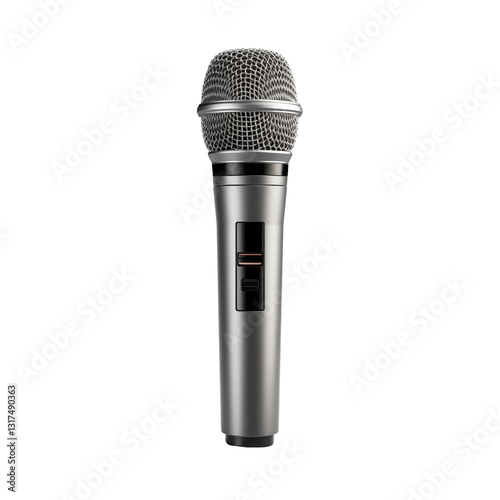 Grey Concert Microphone Isolated On Transparent Background