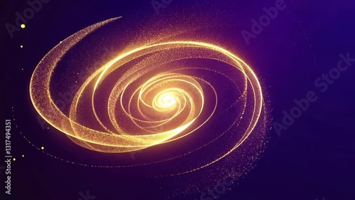 Golden Spirals and Bright Lights Creating Cosmic Vortex Effect