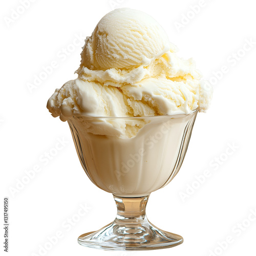 
Vanilla ice cream in a glass cup isolated on transparent background