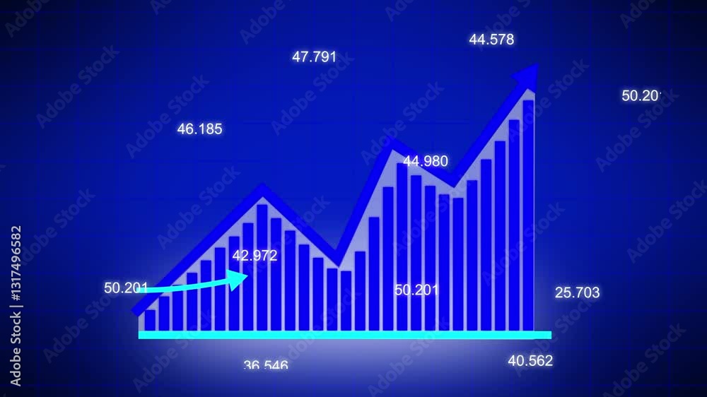 Business graph chart with upward trend animation. abstract business growth graph animation. business increase graph animation.