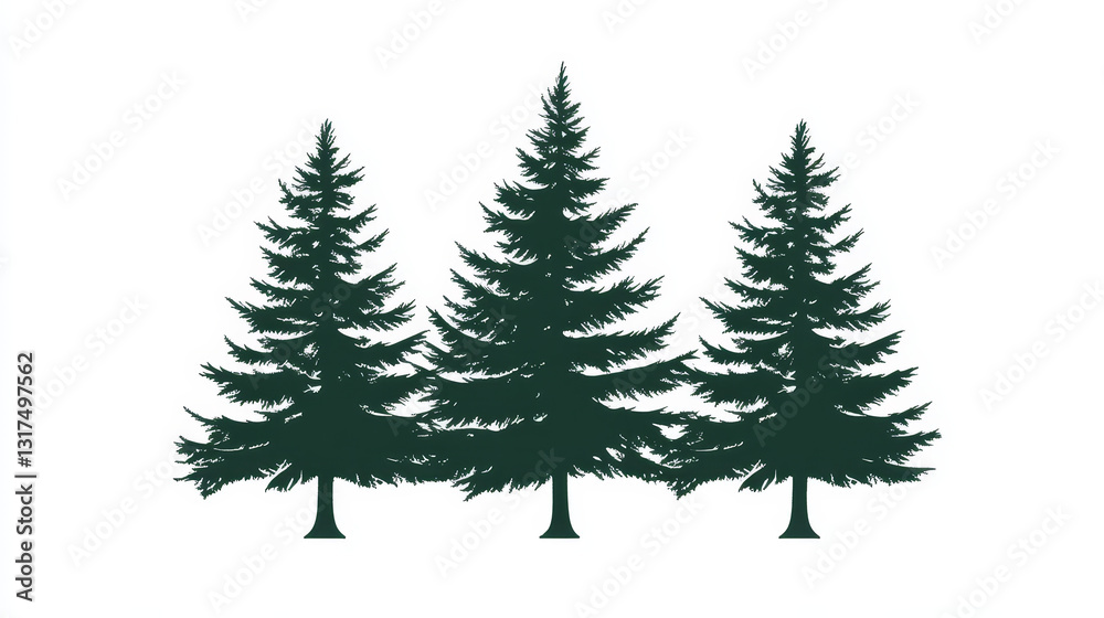 Fototapeta premium Tree outdoor travel green silhouette forest badge coniferous natural badge tops line spruce vector.