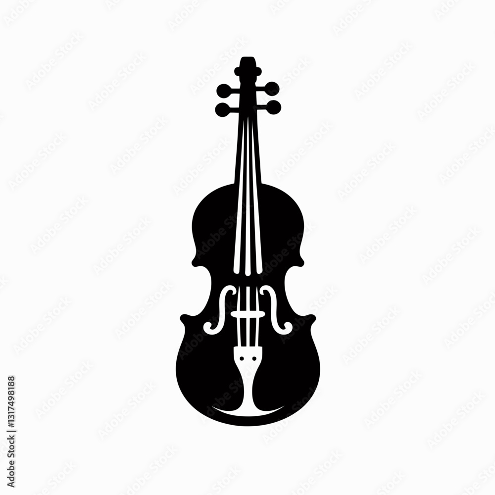 Obraz premium very simple flat and minimalist Violin Strings silhouette in black on a white background