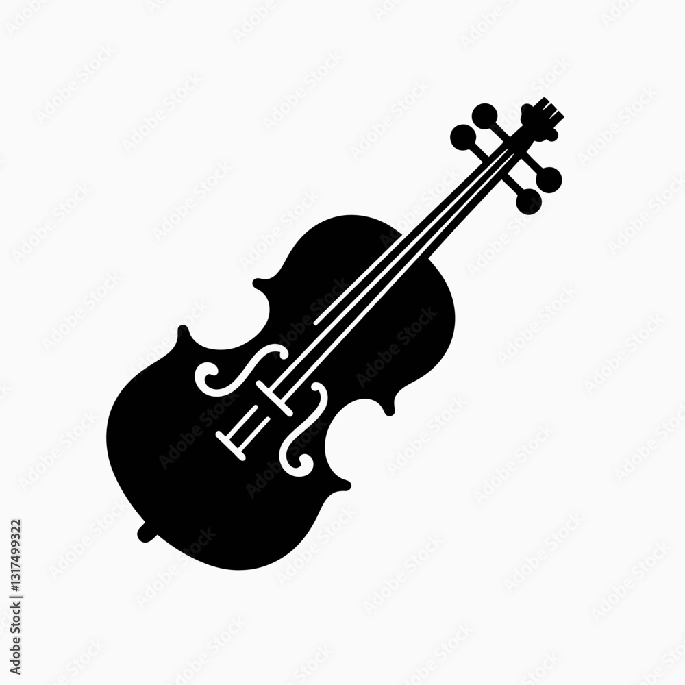 Obraz premium very simple flat and minimalist Violin Bow silhouette in black on a white background