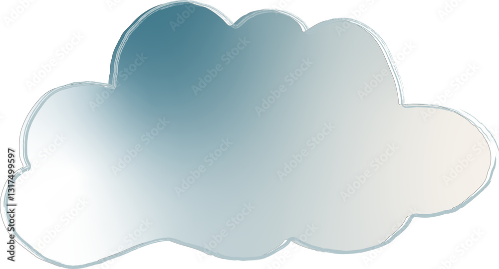A stylized cloud-shaped mirror with a soft metallic sheen, reflecting light in a subtle gradient of blue and silver tones. The edges are slightly outlined, giving it a delicate yet modern aesthetic. T A stylized cloud-shaped mirror with a soft metallic sheen, reflecting light in a subtle gradient of blue and silver tones. The edges are slightly outlined, giving it a delicate yet modern aesthetic. T
