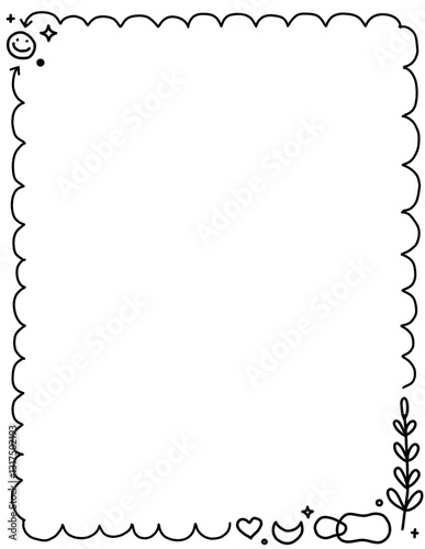 Leaf frame. Floral border frame. Doodle flower border. Hand drawn borders clipart black and white. Spring border png. Educational borders and frames. Teacher school border design. Border frame for kid