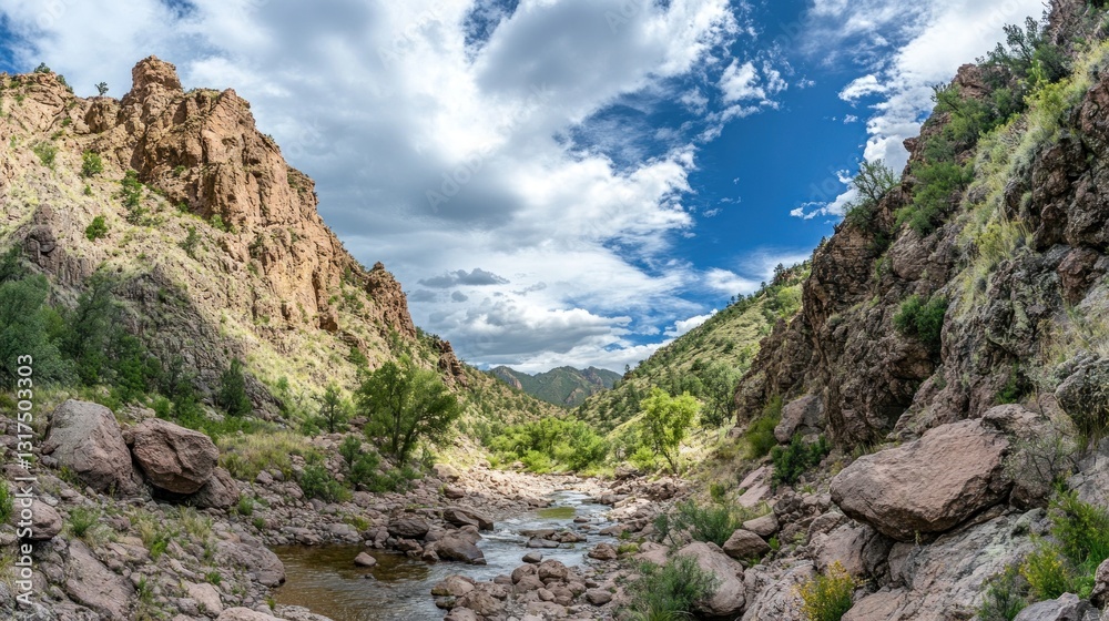 Serene Mountain River Landscape: A Breathtaking Panorama of Natural Beauty Serene Mountain River Landscape: A Breathtaking Panorama of Natural Beauty