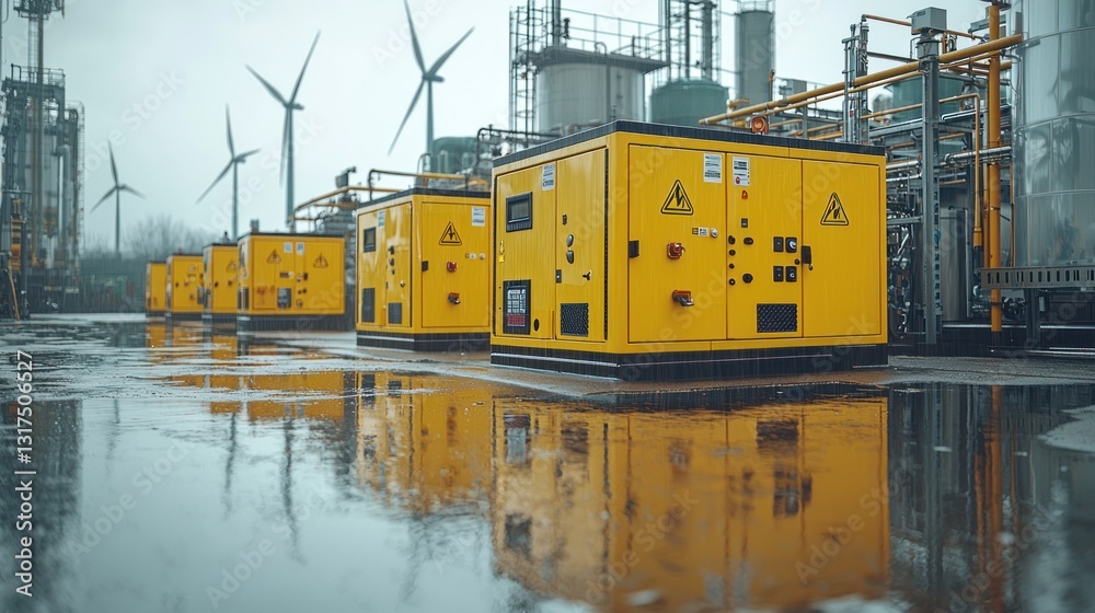 Fototapeta premium Alternative Energy, Wind Turbines and Industrial Electrical Generators