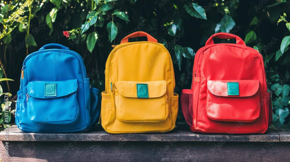 Fototapeta premium Back to School kids school backpack vector illustration