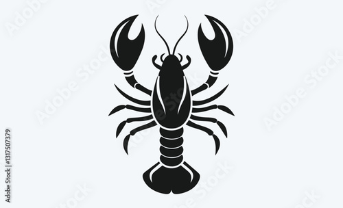 Lobster silhouette, lobster silhouette vector, black and white silhouette, vector and illustration isolated on white background, black silhouette vector 