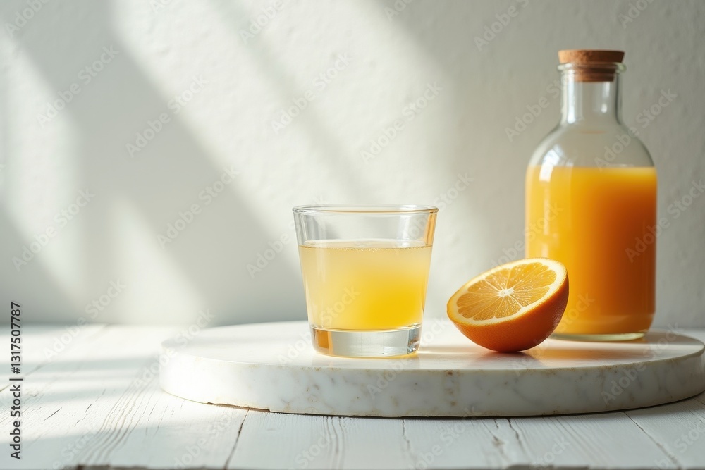 Refreshing citrus drink on marble surface Refreshing citrus drink on marble surface