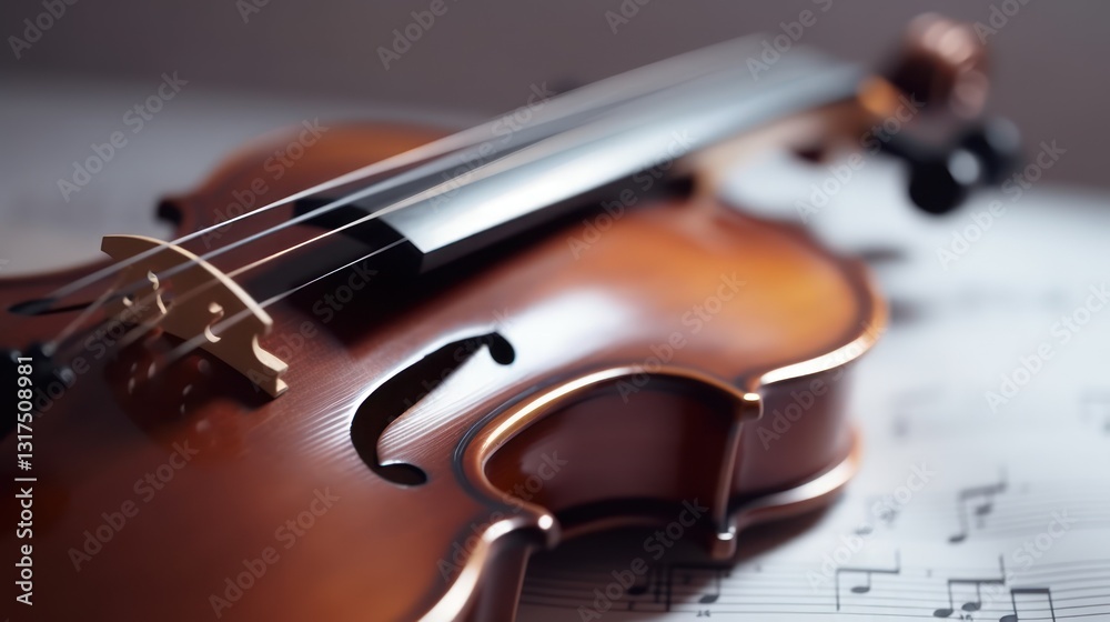 Fototapeta premium Violin on Sheet Music: A Classical Melody