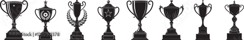 Trophy Silhouettes PNG – Award Cup Vector Icons for Victory & Achievement