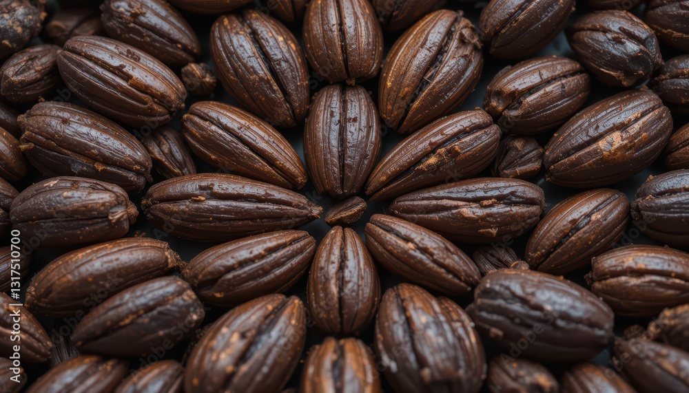 Close-Up View of Dark Brown Organic Seeds Arranged Beautifully
