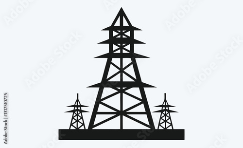 Power tower silhouette, print Power tower silhouette vector illustration transmission tower icon set Isolated on white background ,transmission tower vector illustration