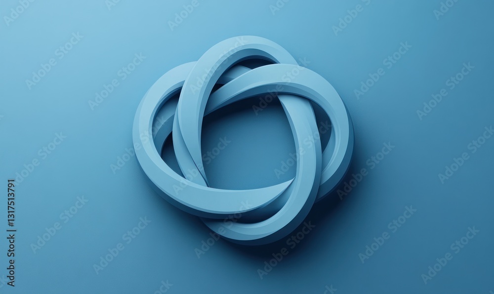 Fototapeta premium Abstract blue intertwined rings on blue background. (3)