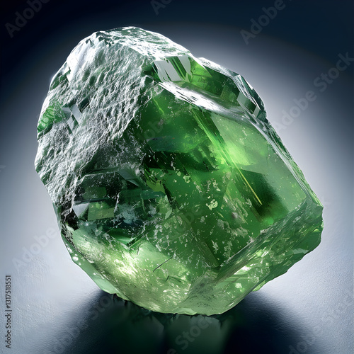 Awe-inspiring display of raw Tsavorite gemstone exuding brilliant green hues
