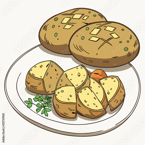 Realistic vector artwork of crispy hash browns, perfect for food and breakfast-themed designs.